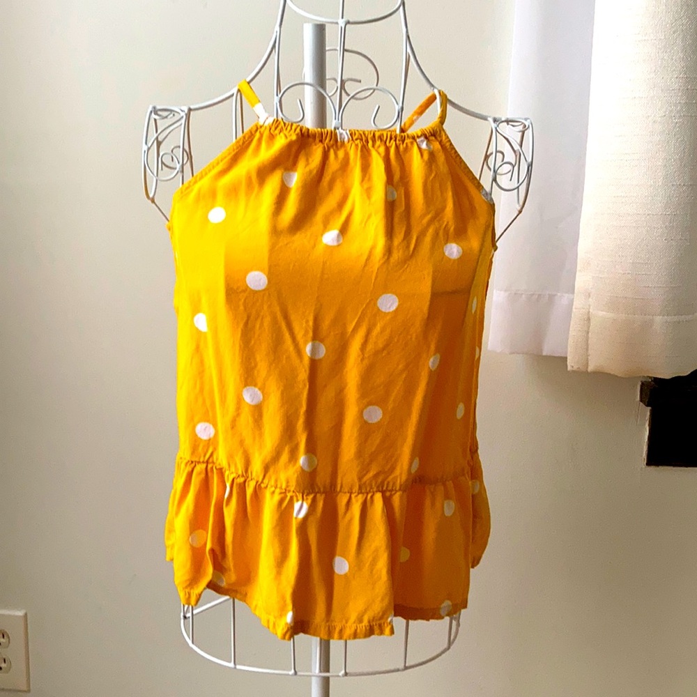 Old Navy Sunshine Yellow Shirt With Polka Dots